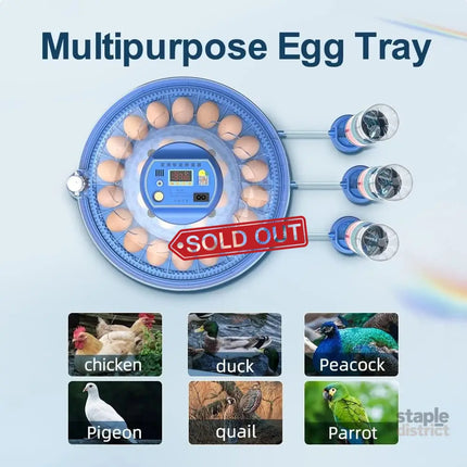 CARLA HOME 52 Egg Incubator with Automatic Turning LED Display Humidity & Temperature Control Auto Water System &