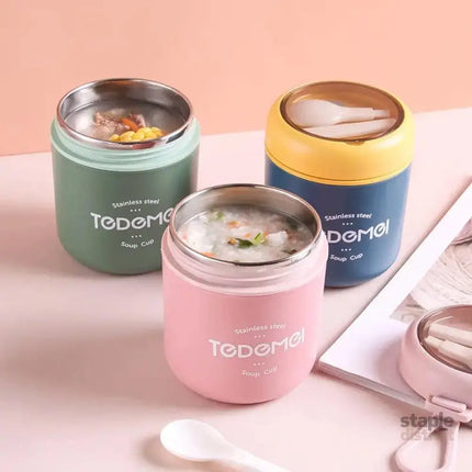 530ml Stainless Steel Insulated Lunch Box Portable Food Storage Mug Soup Meals - Green - Home & Garden > Kitchenware >