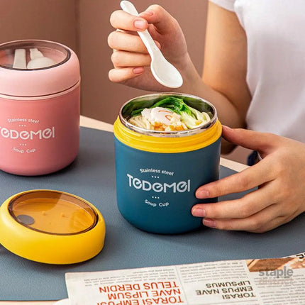530ml Stainless Steel Insulated Lunch Box Portable Food Storage Mug Soup Meals - Pink - Home & Garden > Kitchenware >