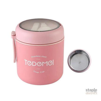 530ml Stainless Steel Insulated Lunch Box Portable Food Storage Mug Soup Meals - Pink - Home & Garden > Kitchenware >