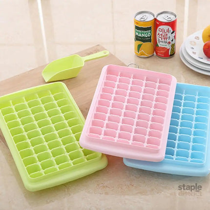 55 Grids Ice Cube Tray Mould With Lid And Storage Box Scoop Set Maker Ice Cube - Blue - Appliances > Kitchen Appliances