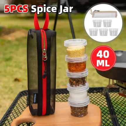 5PCS Outdoor Camping Spice Container Set Travel BBQ Seasoning Storage Box Use - White - Commercial > Packaging >