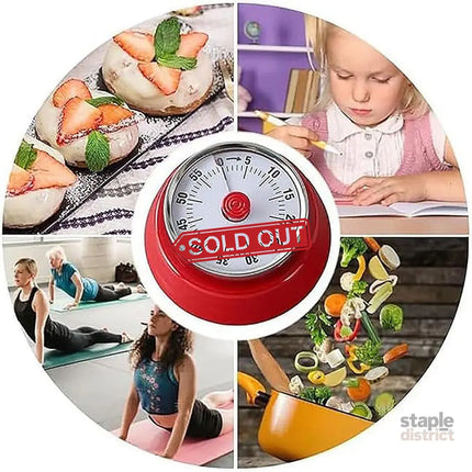 60 Minutes Visual Analog Timer Countdown Clock Time Management Kitchen Tool - Red - Appliances > Kitchen Appliances >