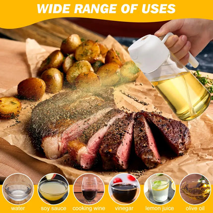 600ml 2 in 1 Glass Oil Sprayer Dispenser Kitchen Sprayz Cooking Baking Oil Bottle BBQ Spray White - Appliances >