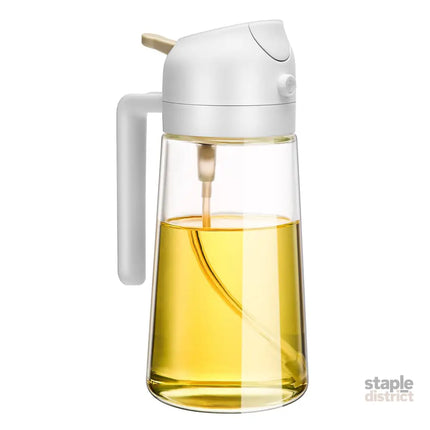 600ml 2 in 1 Glass Oil Sprayer Dispenser Kitchen Sprayz Cooking Baking Oil Bottle BBQ Spray White - Appliances >