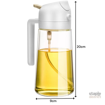 600ml 2 in 1 Glass Oil Sprayer Dispenser Kitchen Sprayz Cooking Baking Oil Bottle BBQ Spray White - Appliances >