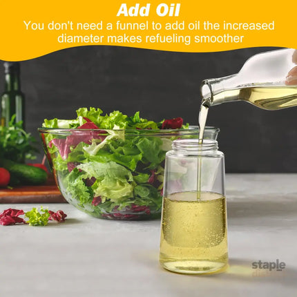 600ml 2 in 1 Glass Oil Sprayer Dispenser Kitchen Sprayz Cooking Baking Oil Bottle BBQ Spray White - Appliances >