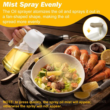 600ml 2 in 1 Glass Oil Sprayer Dispenser Kitchen Sprayz Cooking Baking Oil Bottle BBQ Spray White - Appliances >