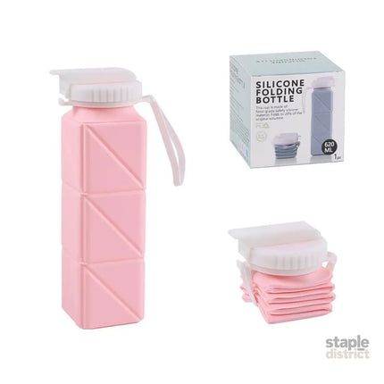 620ml Silicone Folding Water Bottle Food Grade Outdoor Sports Kettle High Temp - Pink - Gift & Novelty > Novelty >