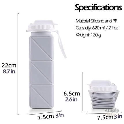 620ml Silicone Folding Water Bottle Food Grade Outdoor Sports Kettle High Temp - Pink - Gift & Novelty > Novelty >
