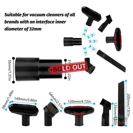 6pcs Vacuum Cleaner Accessory Suction Head Suitable for 32mm Inner Diameter Fit - Appliances > Vacuum Cleaners > Vacuum