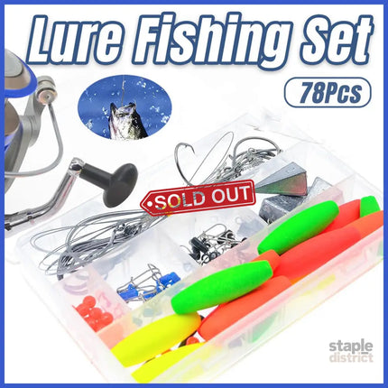78pcs Fishing Gear Set Hooks Lures Baits Tackle Kit for Freshwater Saltwater - Outdoor Recreation > Fishing > Fishing
