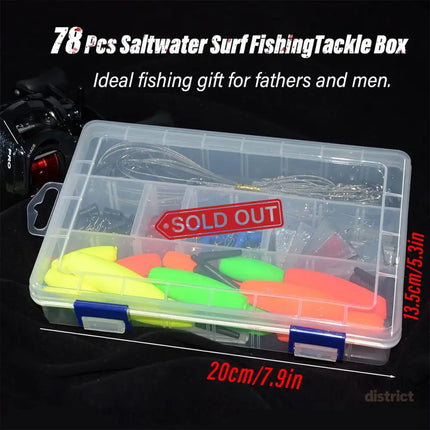 78pcs Fishing Gear Set Hooks Lures Baits Tackle Kit for Freshwater Saltwater - Outdoor Recreation > Fishing > Fishing