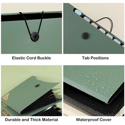 8 Cell File Folder Organizer Bag Test Paper Storage Document Holder School Office - Green - Commercial > Commercial
