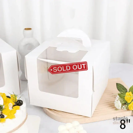 8 Inch Cake Box with Window Paper Packaging Box Handle for Party Wedding Bakery - 10PCS - Commercial > Packaging >