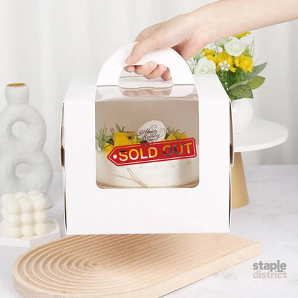 8 Inch Cake Box with Window Paper Packaging Box Handle for Party Wedding Bakery - 10PCS - Commercial > Packaging >