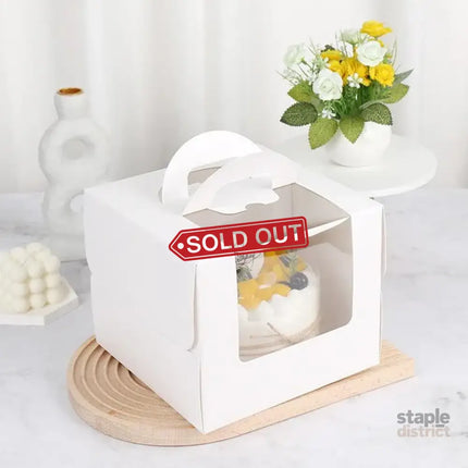 8 Inch Cake Box with Window Paper Packaging Box Handle for Party Wedding Bakery - 10PCS - Commercial > Packaging >