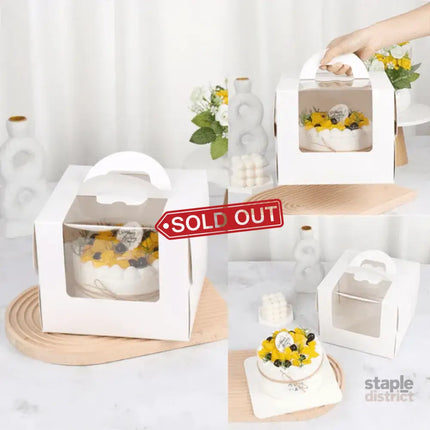 8 Inch Cake Box with Window Paper Packaging Box Handle for Party Wedding Bakery - 10PCS - Commercial > Packaging >