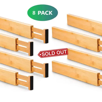 8 Pack Bamboo Adjustable Kitchen Drawer Dividers (Large, 44-55 cm)-2042061540932325377