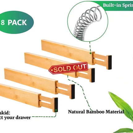 8 Pack Bamboo Adjustable Kitchen Drawer Dividers (Large, 44-55 cm)-2042061540932325379