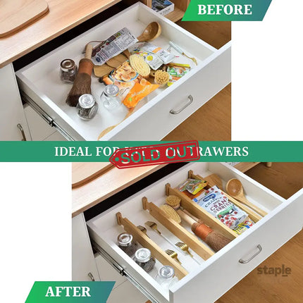 8 Pack Bamboo Adjustable Kitchen Drawer Dividers (Large, 44-55 cm)-2042061540932325384