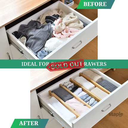 8 Pack Bamboo Adjustable Kitchen Drawer Dividers (Large, 44-55 cm)-2042061540932325383