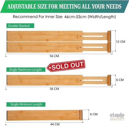 8 Pack Bamboo Adjustable Kitchen Drawer Dividers (Large, 44-55 cm)-2042061540932325382