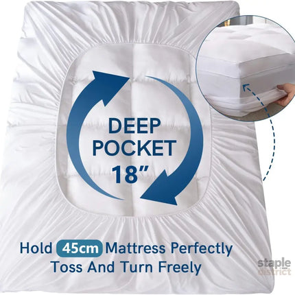 800GSM Mattress Topper Viscose Derived from Bamboo Thick Pillowtop Fitted Mattress Cover with 45cm Deep Skirt - Machine