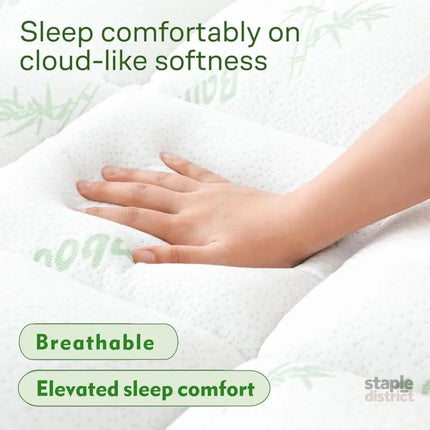 800GSM Mattress Topper Viscose Derived from Bamboo Thick Pillowtop Fitted Mattress Cover with 45cm Deep Skirt - Machine