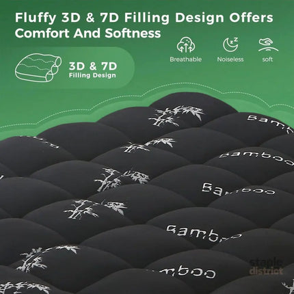 800GSM Mattress Topper Viscose Derived from Bamboo Thick Pillowtop Fitted Mattress Cover with 45cm Deep Skirt - Machine