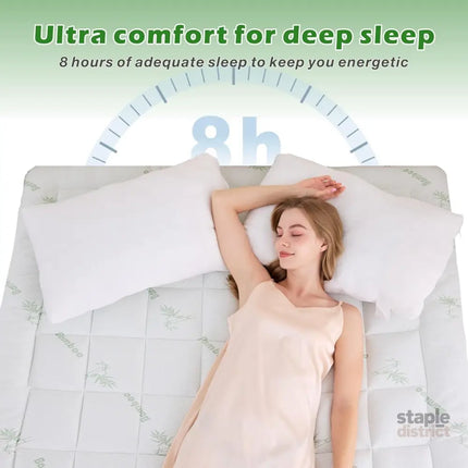 800GSM Mattress Topper Viscose Derived from Bamboo Thick Pillowtop Fitted Mattress Cover with 45cm Deep Skirt - Machine