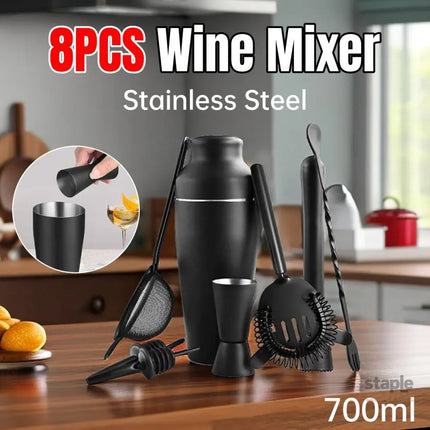 8PCS/700ML Stainless Steel Cocktail Shaker Bartender Tools Set Bar Supplies - Appliances > Kitchen Appliances >