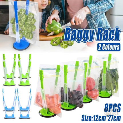 8PCS Kitchen Bag Holder Stand Plastic Storage Rack Food Storage Bag Organizer - Home & Garden > Kitchenware > Food