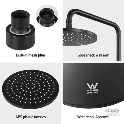 9’’ Rain Shower Head Overhead High-pressure Swivel Black - Furniture > Bathroom > Shower Heads & Screens