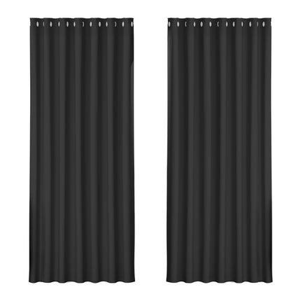 Artiss 2X Blockout Curtains Eyelet 240x230cm Black