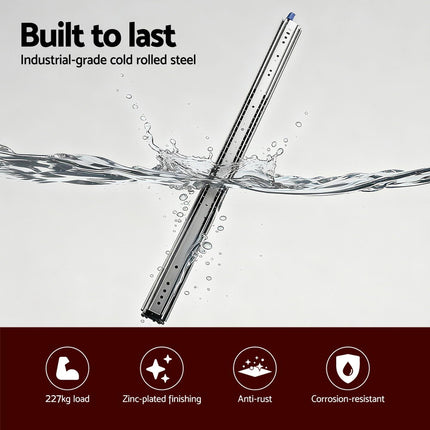 Giantz 2x Drawer Slides Full Extension Locking 227kg 1321-2642mm Length