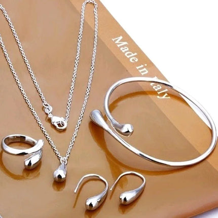 Women's Silver Needle Jewelry Set (4 pcs)
