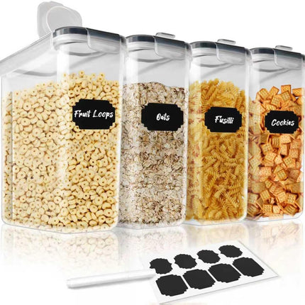 CARLA HOME Airtight Cereal Storage Containers BPA-Free Food Dispensers with Pouring Lids for Pantry & Kitchen (4 Pack 2,5L)