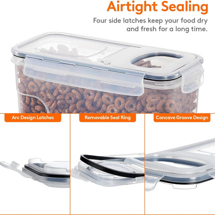 CARLA HOME Airtight Cereal Storage Containers BPA-Free Food Dispensers with Pouring Lids for Pantry & Kitchen (4 Pack 2,5L)