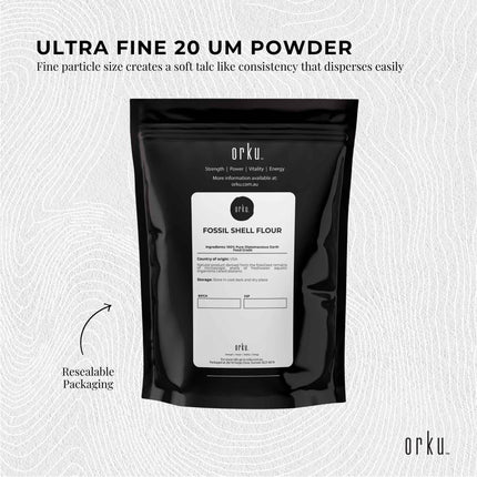 Orku 50g Fine Diatomaceous Earth - Food Grade FCC Fossil Shell Flour Powder