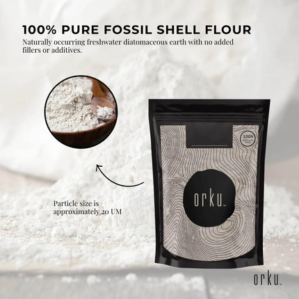 Orku 50g Fine Diatomaceous Earth - Food Grade FCC Fossil Shell Flour Powder