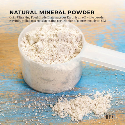 Orku 50g Fine Diatomaceous Earth - Food Grade FCC Fossil Shell Flour Powder