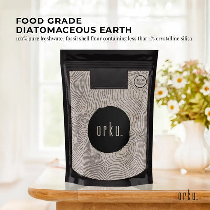 Orku 1Kg Fine Diatomaceous Earth - Food Grade FCC Fossil Shell Flour Powder
