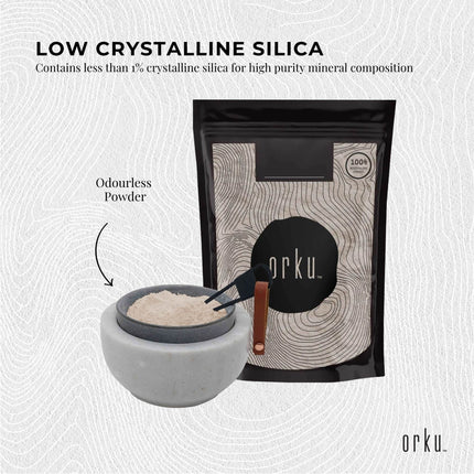 Orku 1Kg Fine Diatomaceous Earth - Food Grade FCC Fossil Shell Flour Powder