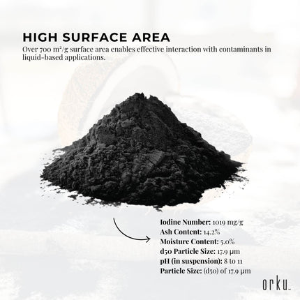 Orku 20Kg Activated Carbon Powder Coconut Charcoal - Water Filtration