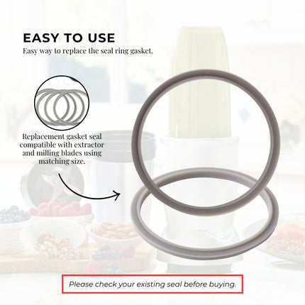 2x Grey Gasket Seal Ring Compatible with Nutribullet 600 900 1200W 90mm