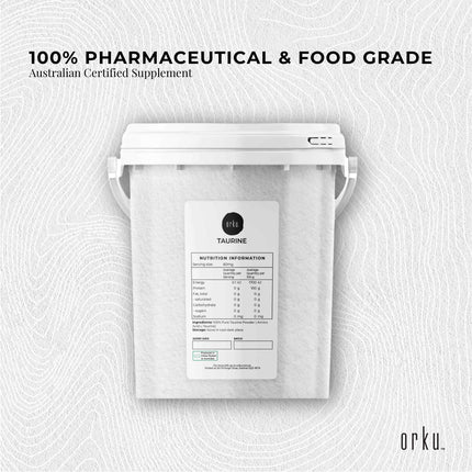 Orku 1.3kg Taurine Powder Tub - High Purity L-Taurine Amino Acid Ingredient