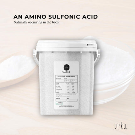 Orku 1.3kg Taurine Powder Tub - High Purity L-Taurine Amino Acid Ingredient
