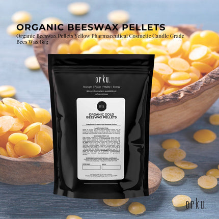Orku 1Kg Organic Beeswax Pellets Yellow - Cosmetic Grade Pure Bees Wax Pastilles