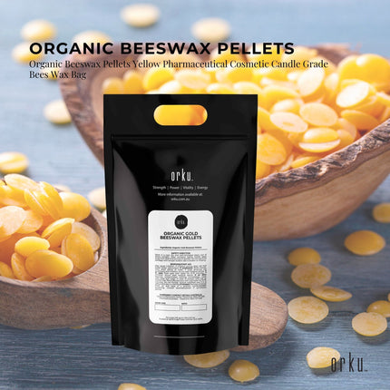 Orku  2Kg Organic Beeswax Pellets Yellow - Cosmetic Grade Pure Bees Wax Pastilles